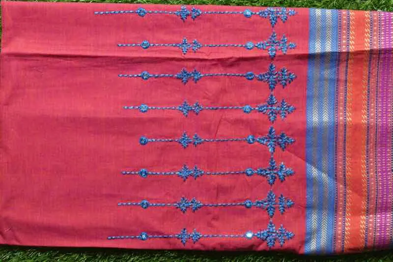 Red Cotton Blouse with Embroidery