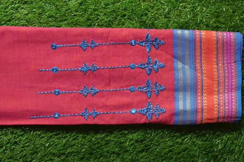 Red Cotton Blouse with Embroidery