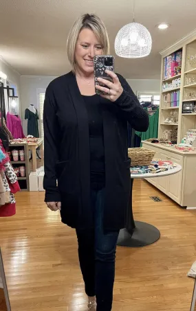 Reese Ribbed Cardigan - Black