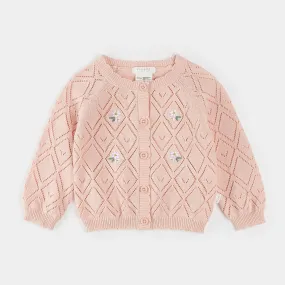 Rose Quartz Pointelle Knit Cardigan