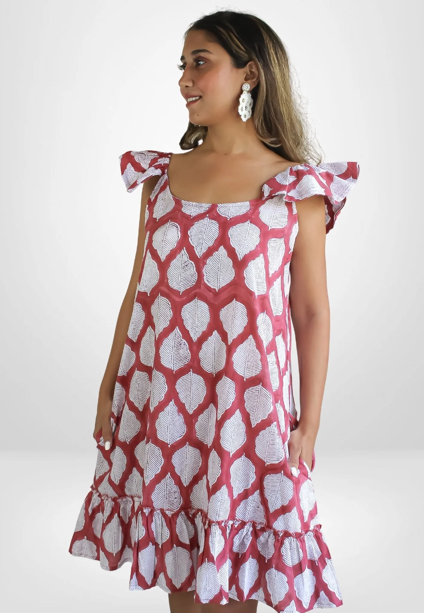 Tassel Capri Red Leaf Dress