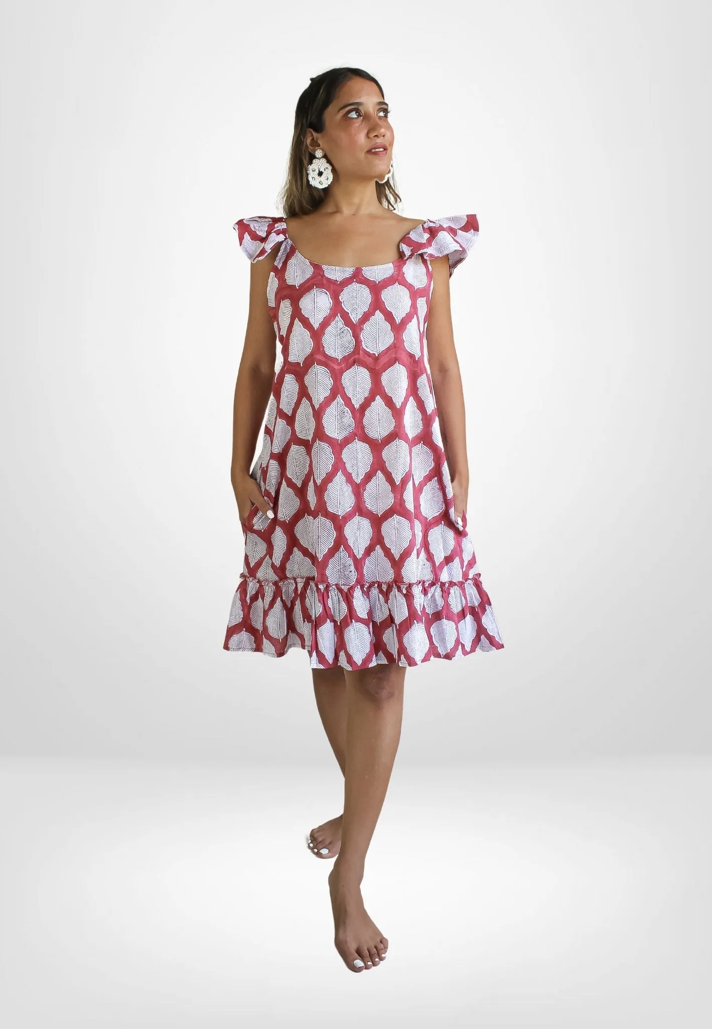 Tassel Capri Red Leaf Dress