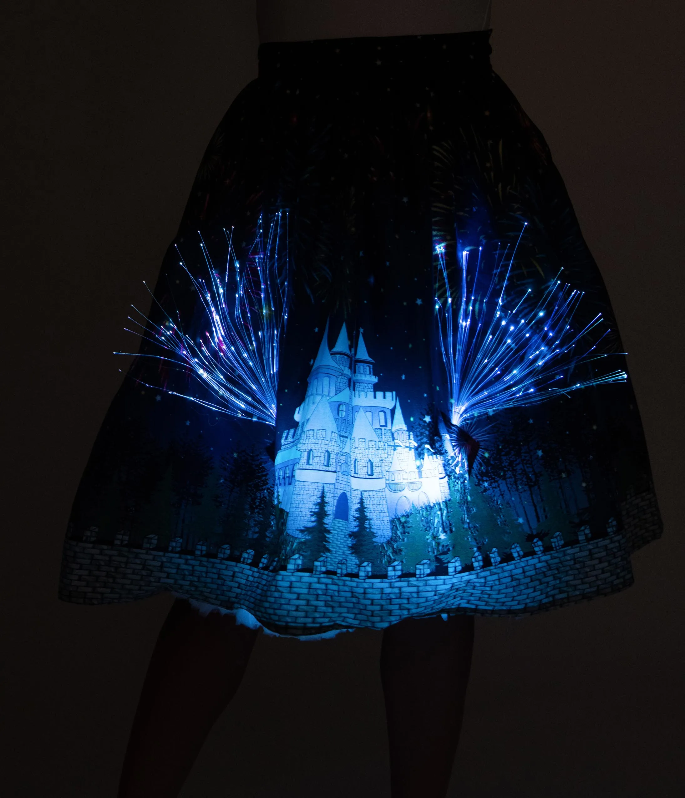 Unique Vintage 1950s Magic Fireworks Show High Waist Swing Skirt