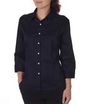 van heusen ladies' 3/4-sleeve dress twill - black (xl)