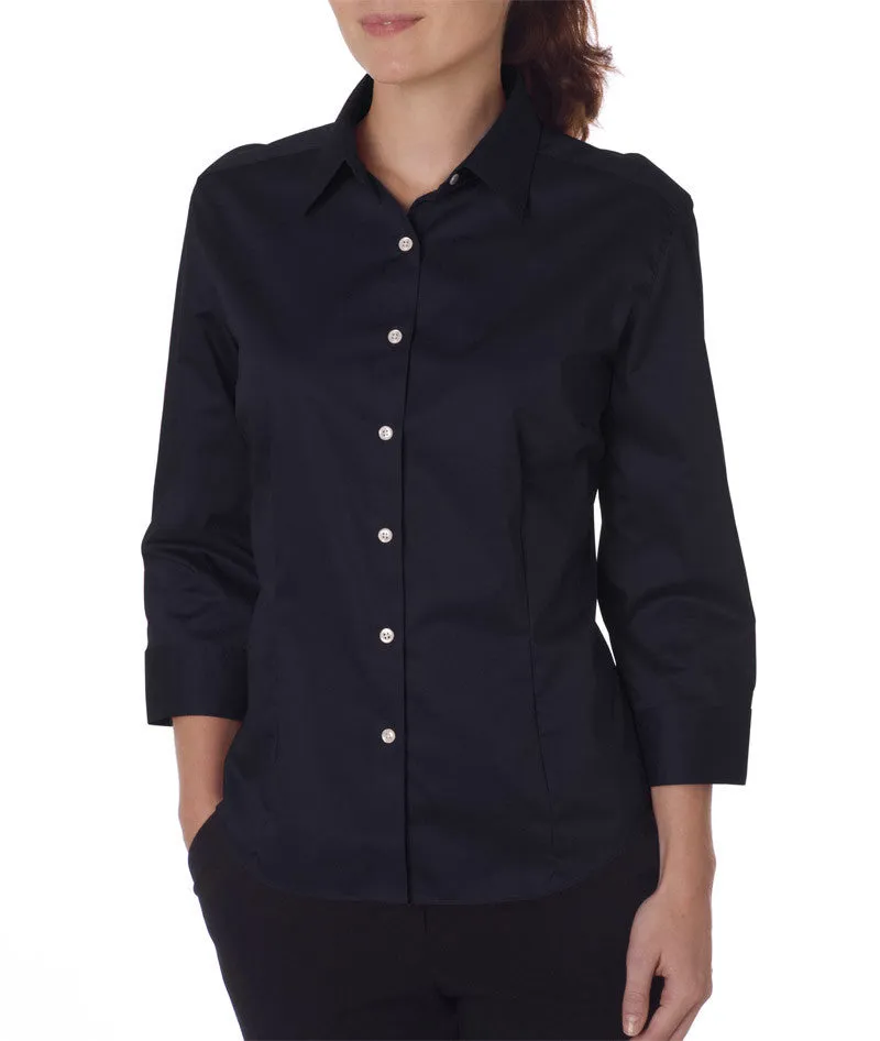 van heusen ladies' 3/4-sleeve dress twill - black (xl)