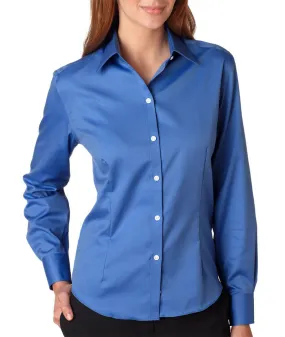 van heusen ladies' long-sleeve non-iron pinpoint oxford - french blue (l)