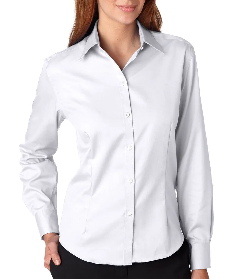 van heusen ladies' long-sleeve non-iron pinpoint oxford - white (2xl)