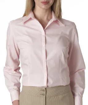 van heusen ladies' long-sleeve silky poplin - pink (2xl)