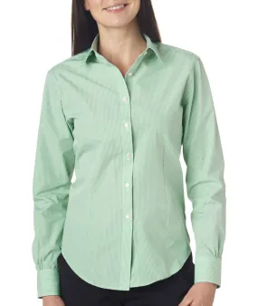 van heusen ladies' long-sleeve yarn-dyed gingham check - green chicory (s)
