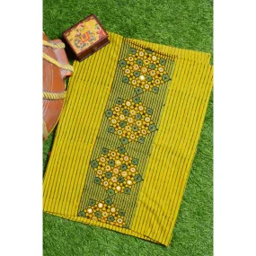 Yellow Ajrakh Blouse with Embroidery